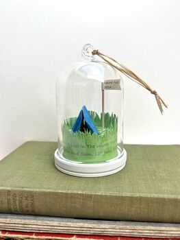 Personalised Camping Glass Dome With Tent And Flag, 8 of 9