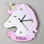 Personalised Unicorn Shape Wooden Clock, thumbnail 2 of 5