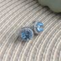 Round Blue Topaz 925 Sterling Silver Earrings, thumbnail 3 of 6