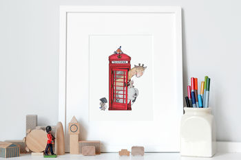 Personalised British Telephone Box Print For Kid's Room, 2 of 9