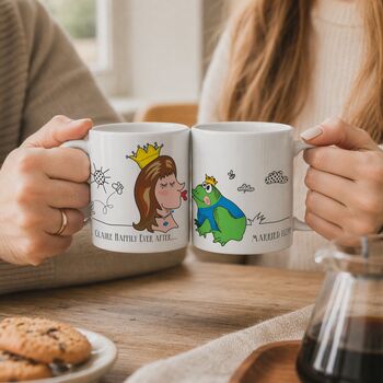 Fairytale Couple Personalised Kiss A Frog Engagement Gift Mug, 6 of 11