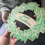 Screenprinted Foliage Wooden Christmas Wreath, thumbnail 6 of 7