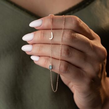 Personalised Sideway Initial Birthstone Necklace, 5 of 10