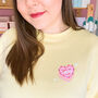 Yellow Pink Vintage Cake Valentine's Organic Sweatshirt, thumbnail 1 of 6