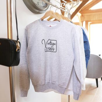 Personalised 'Vintage Year' Unisex Sweatshirt In Grey By Lisa Angel ...
