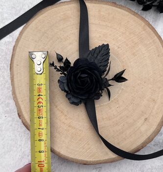 Black Gothic Flower Wrist Corsage, 4 of 5