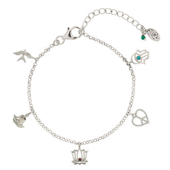 Peace Love And Freedom Charm Bracelet Silver, 4 of 9