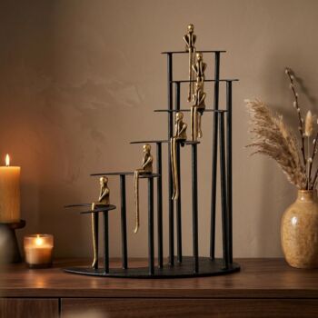 Abstract Seated Figures Brass And Black Decorative Art, 6 of 6