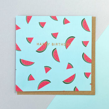 Watermelon Birthday Card With Gold Foil, 2 of 5