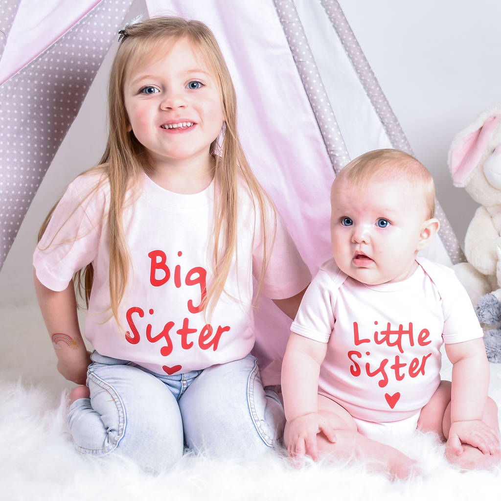 Big Sister Little Sister Matching Tops In Pink And Red, 1 of 2