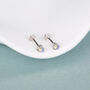 Sterling Silver Moonstone 16 G Flat Back Labret Earrings, thumbnail 3 of 10