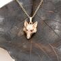 Fox Head Pendant With Rubies In Solid Gold, thumbnail 1 of 3
