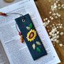 Sunflower Hand Embroidered Linen Bookmark, thumbnail 1 of 5