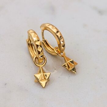 The Tetrahedron Accent Pyramid Hoop Earrings, 2 of 5