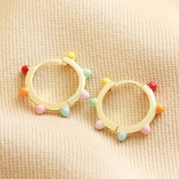 Colourful Enamel Pom Pom Huggie Hoop Earrings In Gold, 4 of 6
