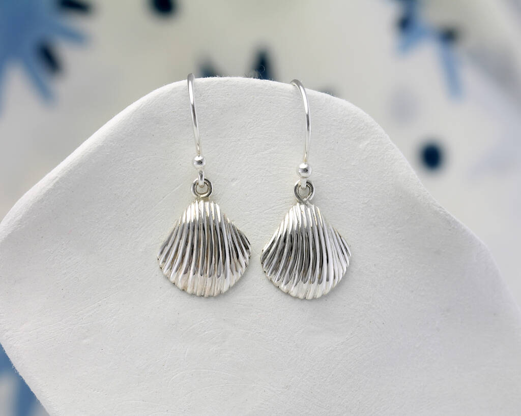 Sterling Silver Shell Earrings, 1 of 6