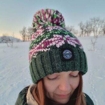 Woodland Nordic Knit Reflective Super Bobble Hat, 3 of 5