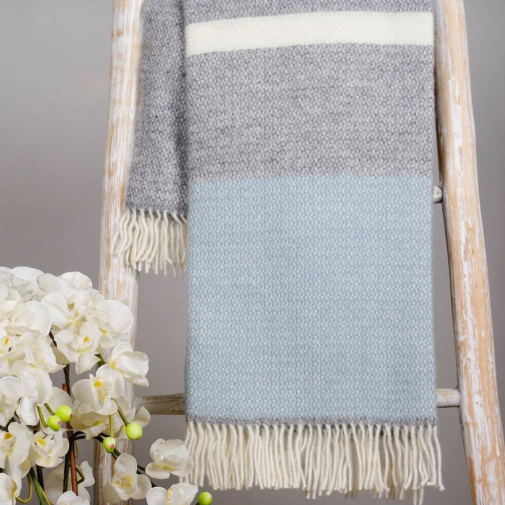 duck egg blue and cream throw by ella james