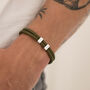 Men's Cord And Silver Footprint Bracelet, thumbnail 1 of 4