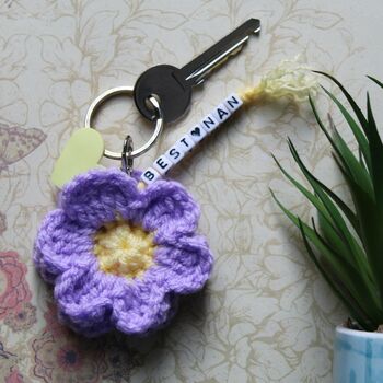 Personalised Crocheted Flower Keyring Letterbox Gift, 5 of 12