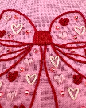 Pink Beaded Bow Embroidery Kit, 5 of 6