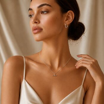 The Equilibrium Bar Charm Necklace In Sterling Silver And Gold Plated, 3 of 5