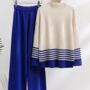 Blue Free Size Long Sleeve Knitted Women's Co Ord Set, thumbnail 3 of 5