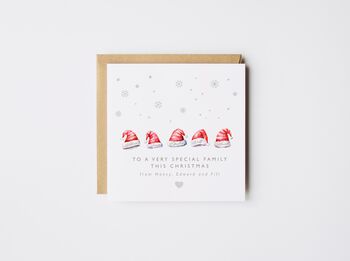 Personalised Family Christmas Card / Up To Six Santa Hats, 4 of 5