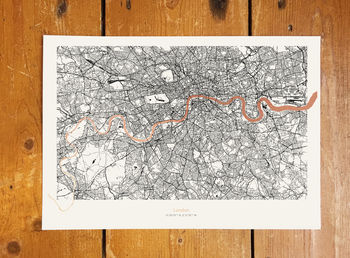 Metallic Gold London Thames Map, 6 of 6