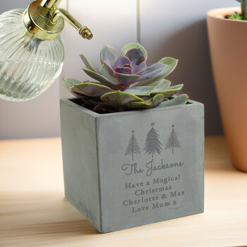 Personalised Christmas Tree Concrete Planter, 4 of 5