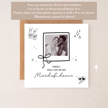 Bridesmaid Proposal Card, Personalised Photo Proposal, 5 of 5