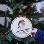 Personalised Robin Christmas Tree Hoop Decoration, thumbnail 1 of 4