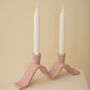 Handmade Pink Wavy Ceramic Candelabra For Two Candles, thumbnail 3 of 7