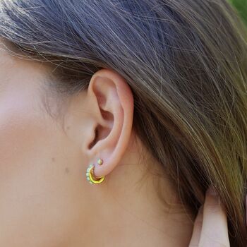 Opal Huggie Hoop Earrings, 4 of 12