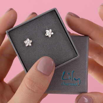 Sterling Silver Forget Me Not Flower Stud Earrings, 4 of 6