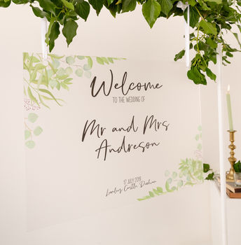 Foliage Wedding Welcome Sign In Frosted, 4 of 8