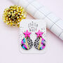Pink Star Earrings With An Animal Print Abstract Drop, thumbnail 5 of 7