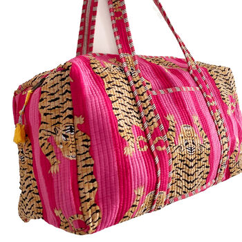 Pink Tiger Print Weekend Duffle Bag, 6 of 6