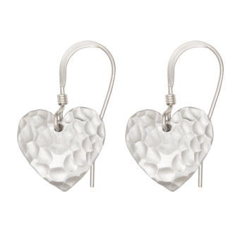Eco Aluminium Silver Small Hammered Heart Earrings, 2 of 3