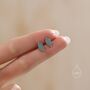 Enamel Beech Leaf Stud Earrings In Sterling Silver, thumbnail 6 of 11