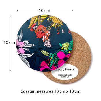 Round Coaster Navy Blossom Heat And Stain Proof, 3 of 8