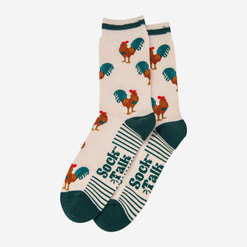 Rooster Farm Animals Bamboo Socks Men's Cream, 3 of 3
