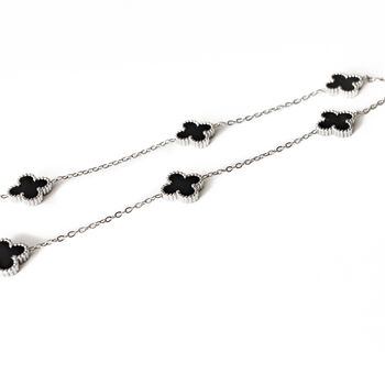 Clover Necklace Silver/Black, 2 of 3