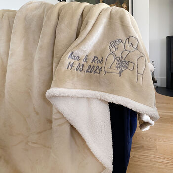 Personalised Embroidered Photo Neutral Sherpa Blanket, 6 of 10