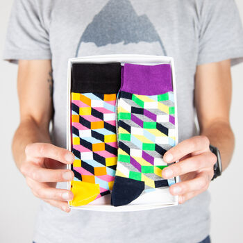 Men's Colourful Pattern Cotton Blend Socks, 3 of 4