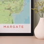Framed And Personalised Margate Kent Map Print, thumbnail 5 of 5