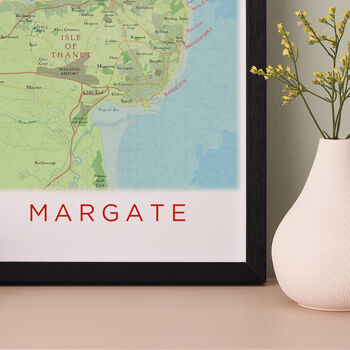 Framed And Personalised Margate Kent Map Print, 5 of 5