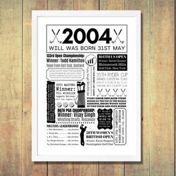 2004 Personalised 21st Birthday Golf Fact Print, 2 of 8