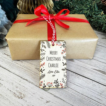Personalised Christmas Botanical Leaf Gift Tag, 2 of 5