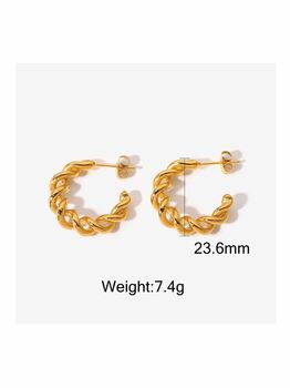 Chunky 18 K Thick Gold Plated Hoop Earring, 3 of 5